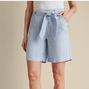 Soft Surroundings Sky Blue Tie-Waist Bermudas